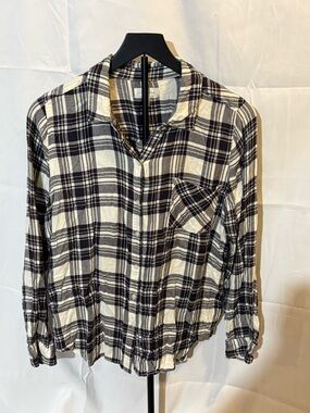 Lucky Brand Black & Cream Plaid Button-Up Shirt